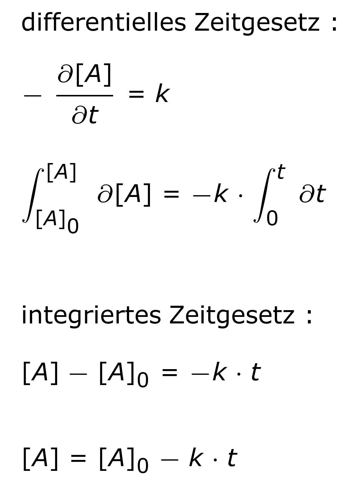 Zeitgesetz der Reaktionskinetik 0. Ordnung