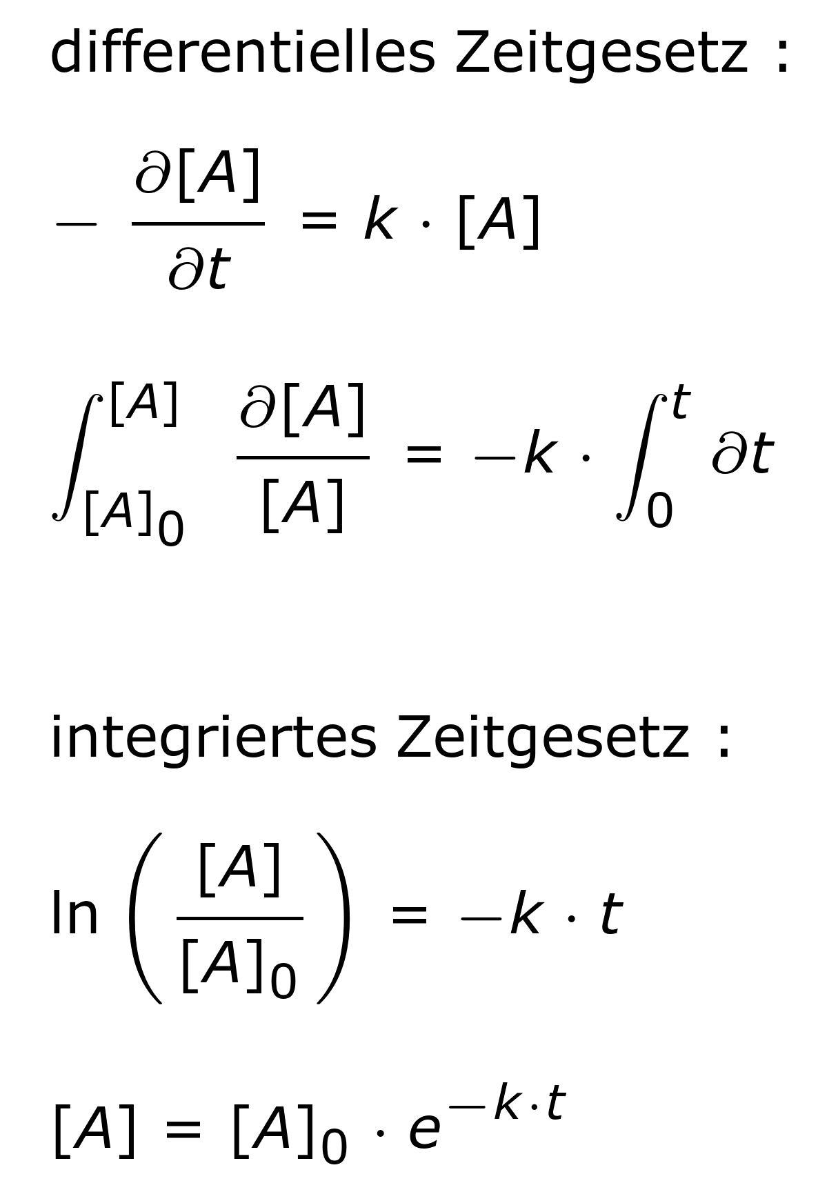Zeitgesetz der Reaktionskinetik 1. Ordnung